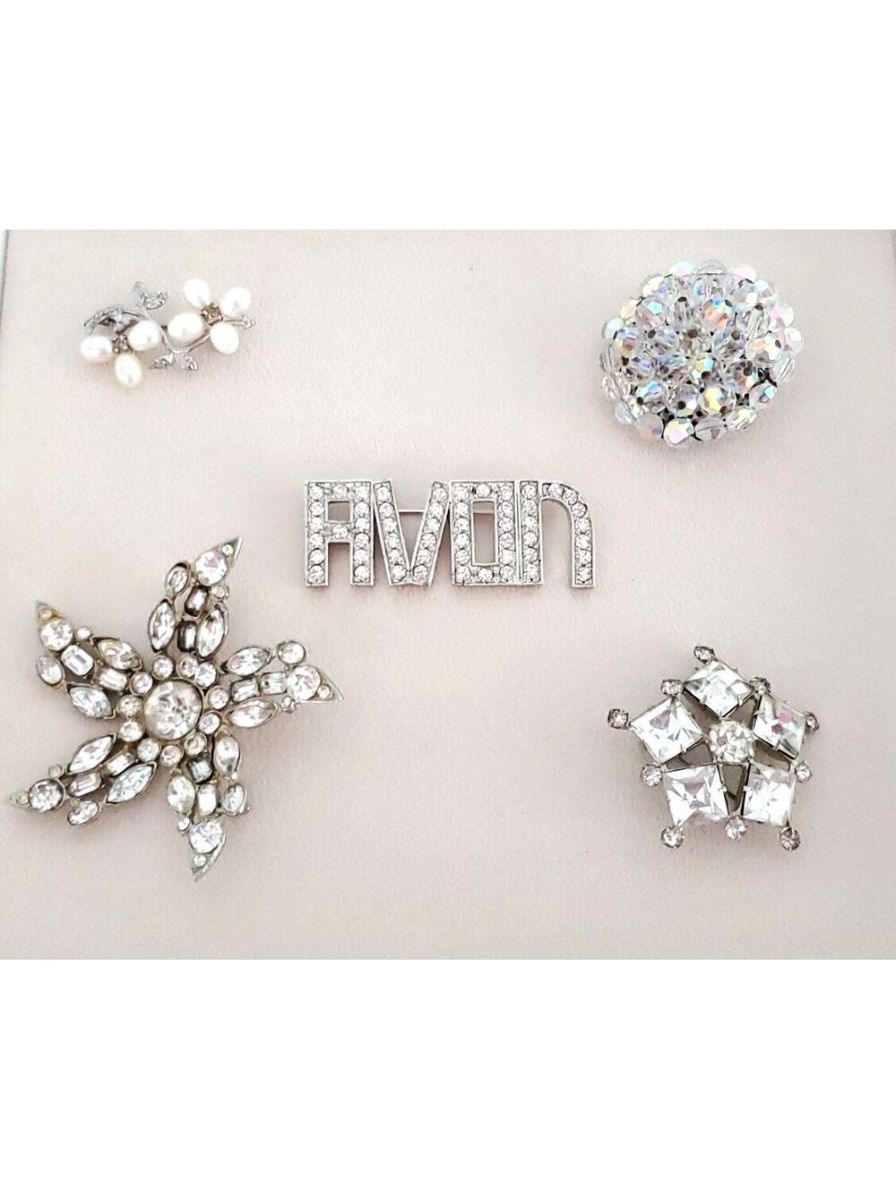 Vintage Silver-tone Rhinestone Brooch Lot of 5